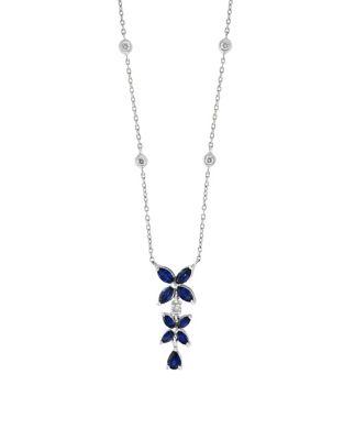 Effy Royale Bleu Natural Sapphire, Diamond And 14k White Gold Pendant Necklace