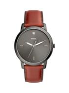 Fossil The Minimalist Carbon Series Stainless Steel & Leather-strap 3-hand Watch