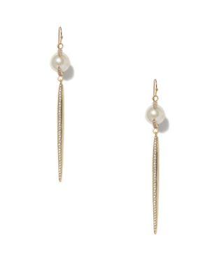 Vince Camuto Ivory Pearl And Pave Crystal Statement Earrings