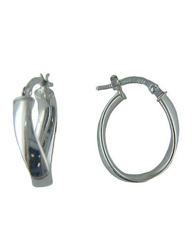 Lord & Taylor 14k White Gold Polished Hoops
