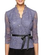 Alex Evenings Sequin-embellished Lace Top