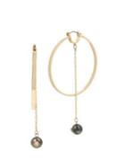 Bcbgeneration Goldtone And Faux Pearl Chain Hoop Earrings