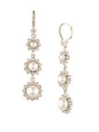 Marchesa Goldtone & Faux Pearl Linear Drop Earrings