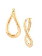 Lord & Taylor 14k Yellow Gold Curved Oval Hoop Earrings