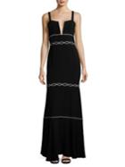 Nicole Miller Tiered Embroidery Accented Gown