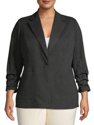 Vince Camuto Plus Ruched-sleeve Blazer