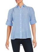 Lord & Taylor Petite Striped Button-front Shirt