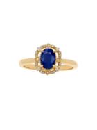Lord & Taylor Diamond, Blue Sapphire And 14k Yellow Gold Ring