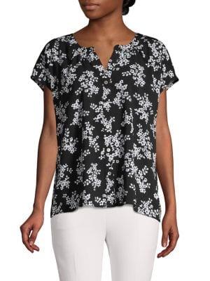 B Collection By Bobeau Floral Split Neck Top