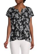 B Collection By Bobeau Floral Split Neck Top