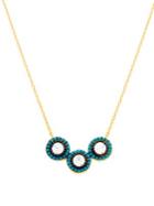 Lord & Taylor Turquoise Triple Circle Cz Necklace