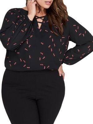 Addition Elle Michel Studio Plus Long Sleeve Tunic Blouse