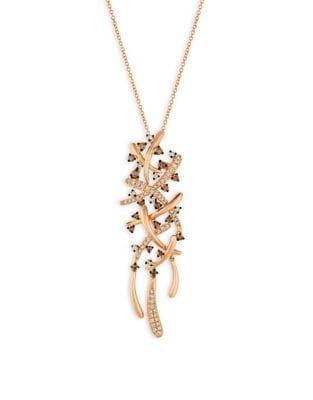 Le Vian Chocolatier Vanilla Diamonds, Chocolate Diamonds, 14k Strawberry Gold Pendant Necklace