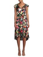 Elie Tahari Ryder Floral Silk-blend Flounce Dress