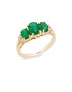 Effy Diamonds, Oval Emeralds And 14k Yellow Gold Ring