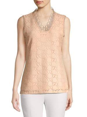 Karl Lagerfeld Paris Looped Lace V-neck Blouse