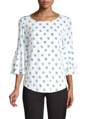 Context Floating Fronds Ruffle-sleeve Top
