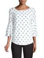Context Floating Fronds Ruffle-sleeve Top