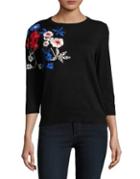 Lord & Taylor Embroidered Cotton Sweater