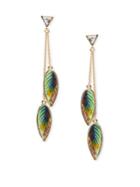 Vince Camuto Psychotropic Fashion Crystal And Leather Drop Earrings