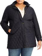 Lauren Ralph Lauren Plus Faux Leather Trim Quilted Jacket
