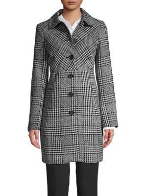 Karl Lagerfeld Paris Plaid Topper Coat