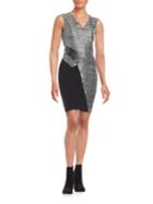 Dknyc Faux Leather-accented Shimmer Dress