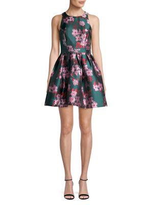 Aidan By Aidan Mattox Floral Jacquard Fit-&-flare Dress