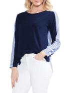 Vince Camuto Sapphire Bloom Mixed-media Blouse