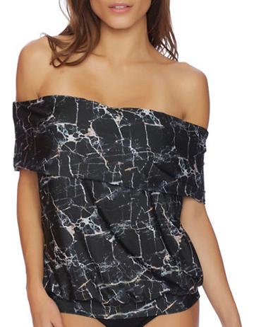 Luxe By Lisa Vogel Rock Solid Printed Off-the-shoulder Tankini