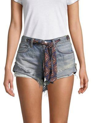 Free People Self-tie Fringed Denim Shorts