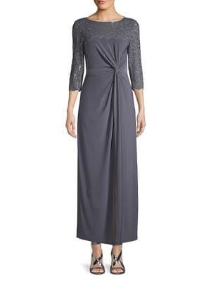 Alex Evenings Petite Knot Front Dress