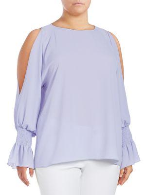 Vince Camuto Plus Bell-sleeve Cold-shoulder Top