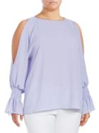 Vince Camuto Plus Bell-sleeve Cold-shoulder Top