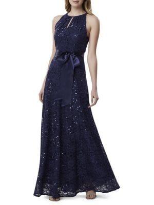 Tahari Arthur S. Levine Double-face Satin Ribbon A-line Gown