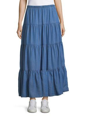 Context Tiered Chambray Skirt