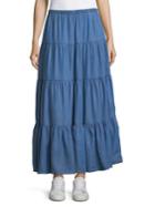 Context Tiered Chambray Skirt