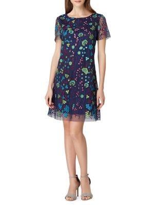Tahari Arthur S. Levine Petite Mesh-embroidered Shift Dress