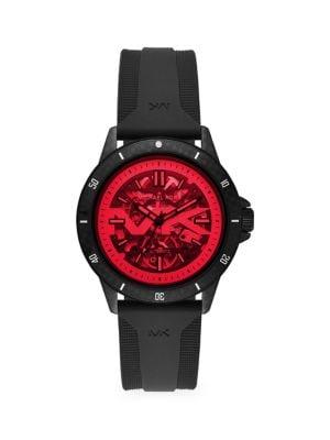Michael Kors Bayville Stainless Steel & Silicone-strap Skeleton Watch
