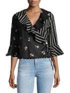 Design Lab Mixed-print Bell-sleeve Blouse