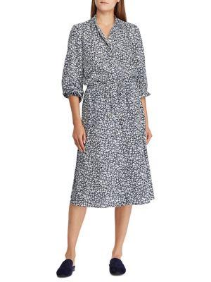 Lauren Ralph Lauren Petite Petite Printed Crepe Fit-&-flare Shirtdress