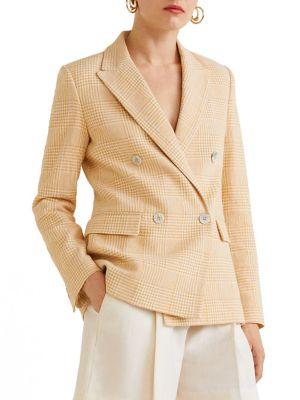 Mango Double-breasted Structured Glen Plaid Blazer