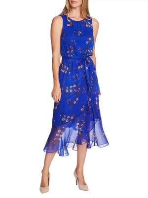 Vince Camuto Highland Floral-print Belted Dress