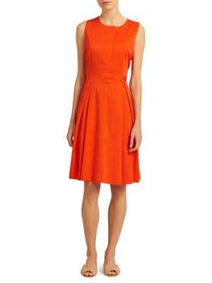 Donna Karan Belted Flare Dress
