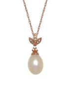 Lord & Taylor 8-10mm White Freshwater Pearl, Diamond And 14k Rose Gold Pendant Necklace