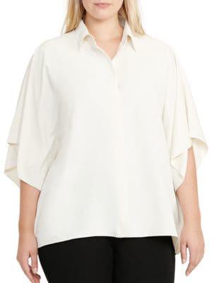 Lauren Ralph Lauren Plus Draped Button-up Blouse