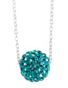 Lord & Taylor Sterling Silver Floating Crystal Ball Pendant Necklace