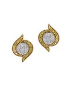 Effy Canare Diamond,14k Yellow And White Gold Stud Earrings, 0.49tcw