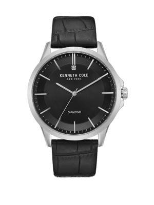 Kenneth Cole Stainless Steel & Leather-strap Watch
