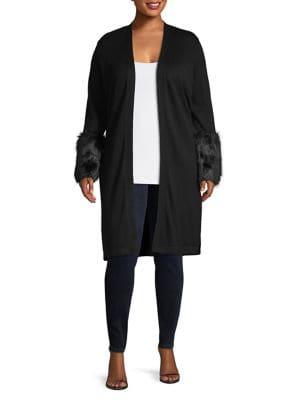 Vince Camuto Plus Faux-fur Cuffed Jacket